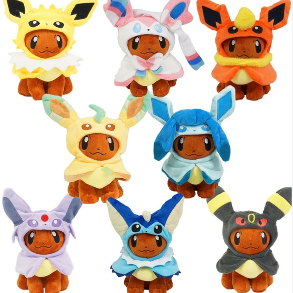 Pokemon Eevee Plush with Flareon Costume Hoodie – 20cm Collectible Toy, Cute - Picture 2 of 4